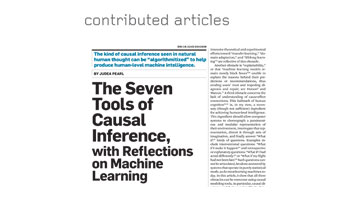 The Seven Tools of Causal Inference, with Reflections on Machine Learning